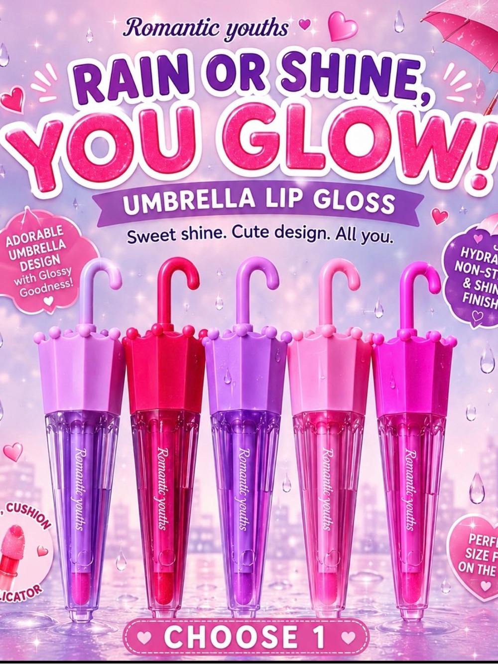 Lip Gloss in Umbrella ThemedAcademy Container - Chhose 1
